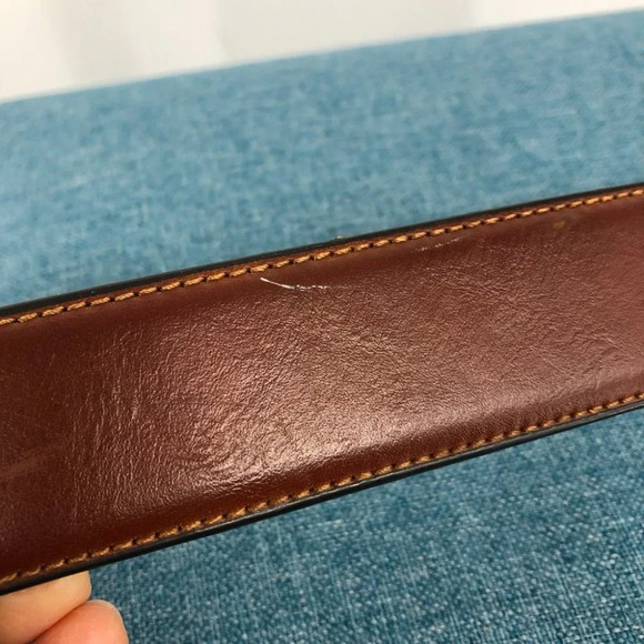 Orvieto Brown Genuine Bonded Leather Belt w/ Silver Tone Belt Buckle size 32 - Picture 10 of 14